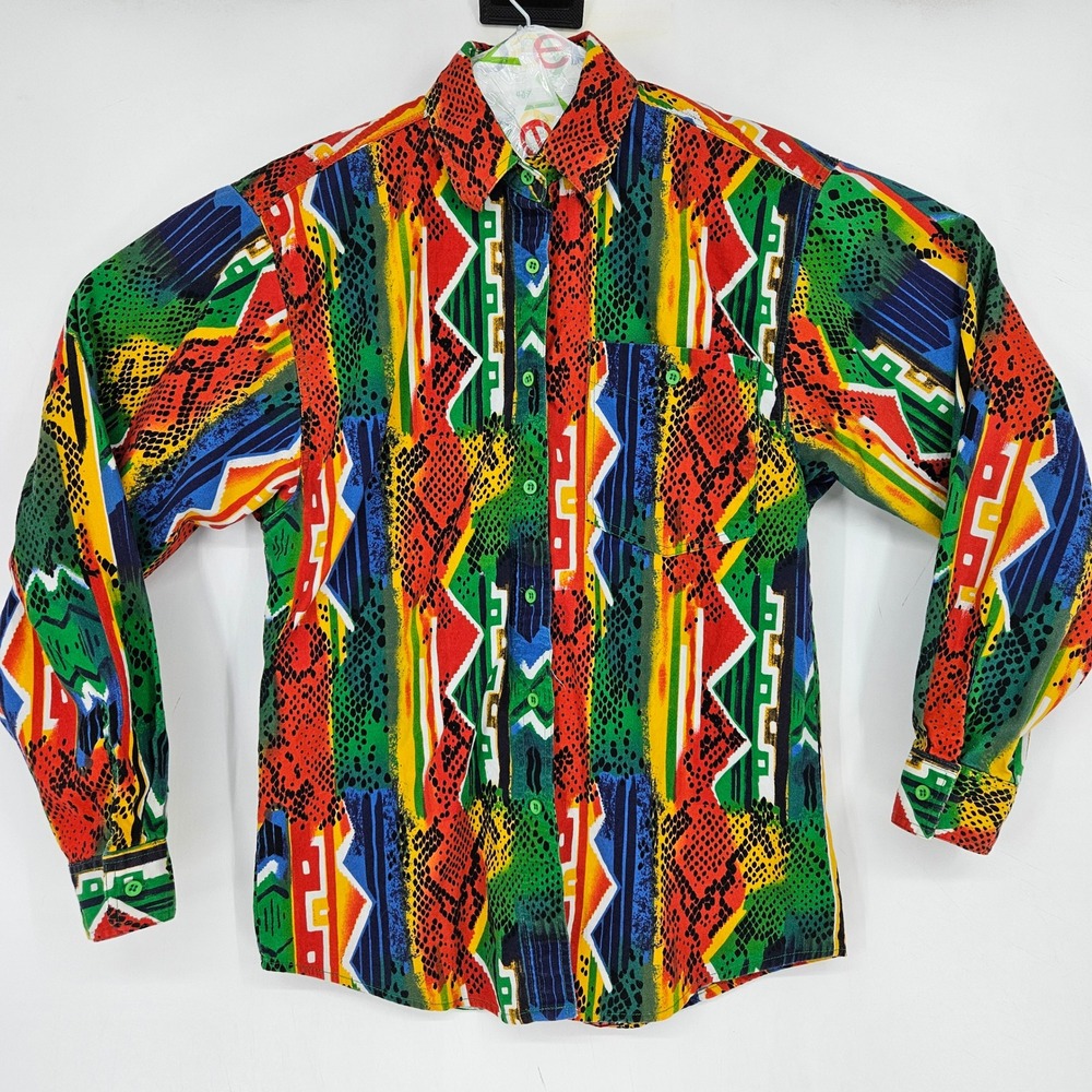 Vintage Wrangler Shirt Womens Medium Aztec Southwest Western Rodeo Long Sleeve
